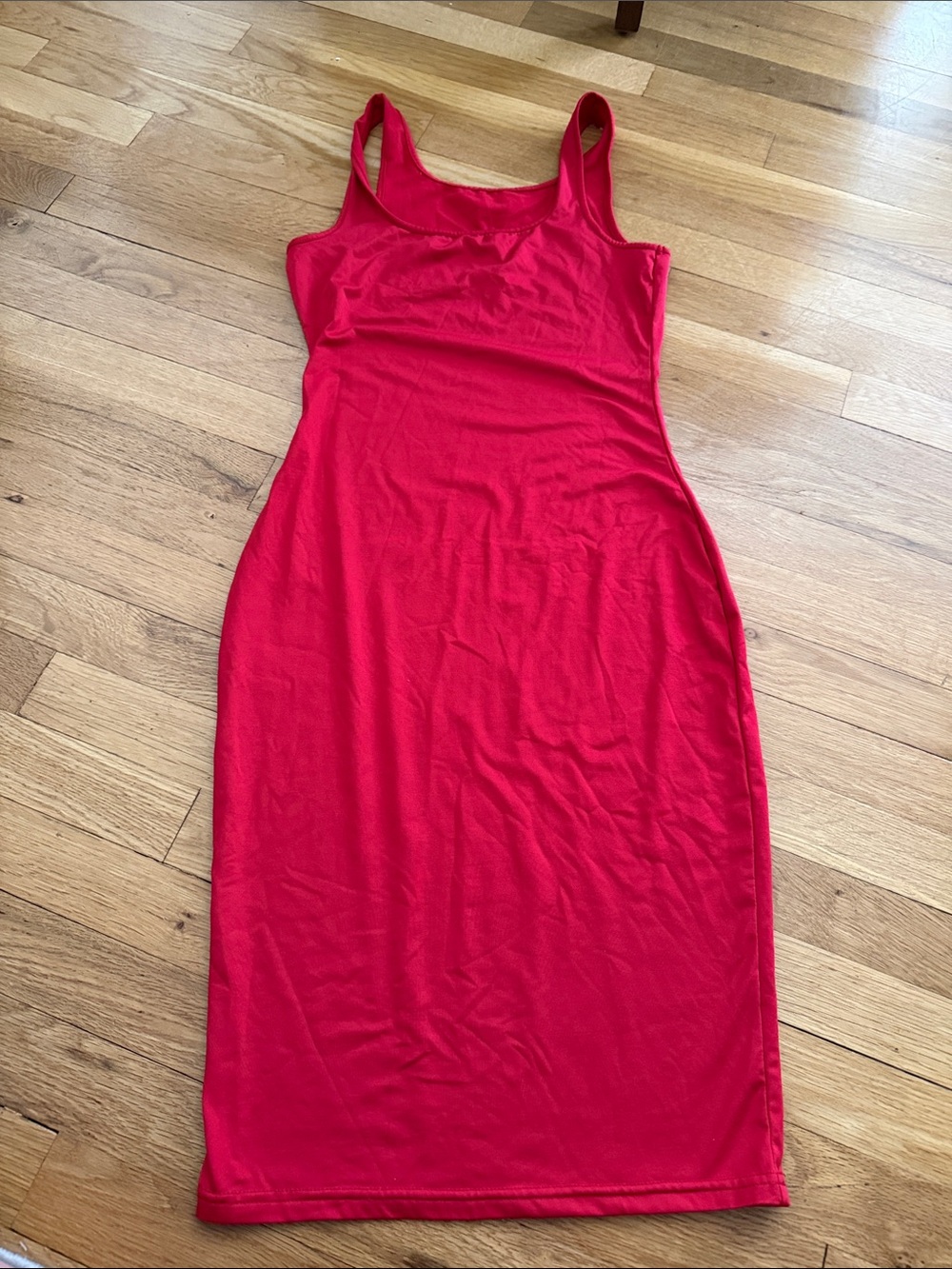 Red Fitted Tank Midi Dress